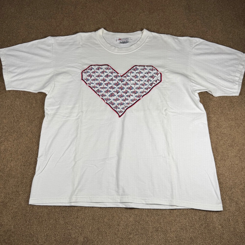 Vintage Lee Sturdy Tees Patriotic Heart Applique Shirt Women's Large Handmade